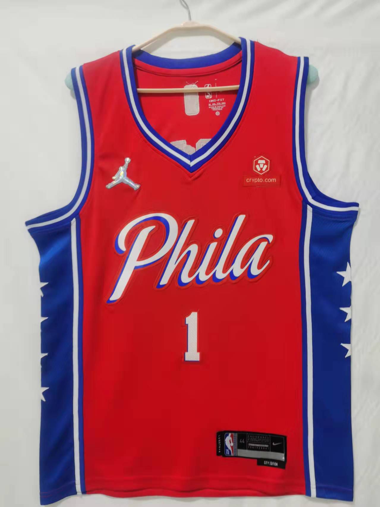 Men Philadelphia 76ers 1 Harden Red Game 2022 NBA Jerseys